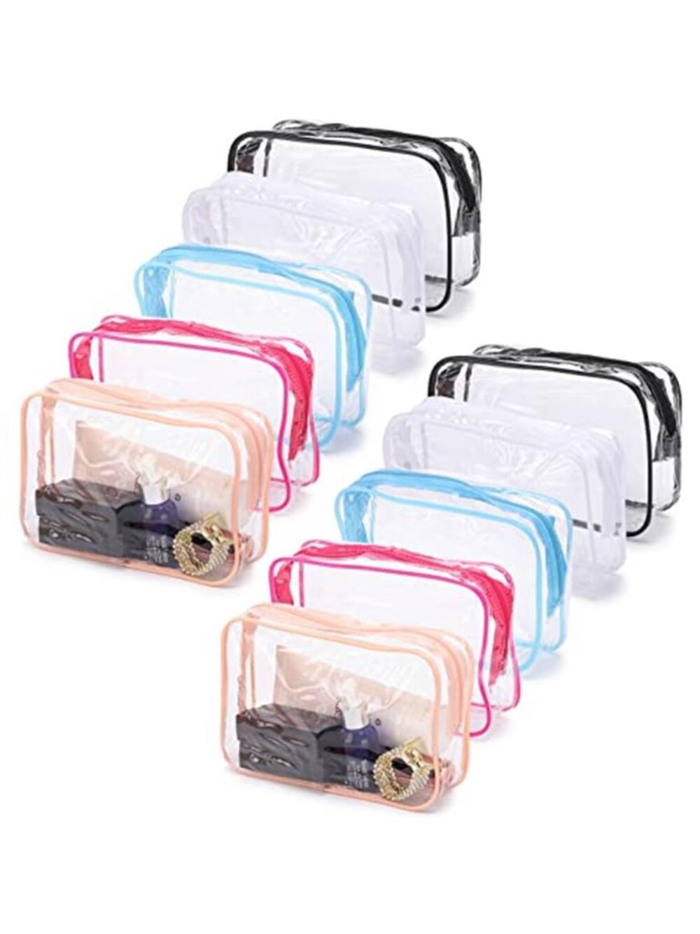 10 Pack Clear Makeup Bags PVC Cosmetic Toiletry Travel Organizer Zipper Pouches